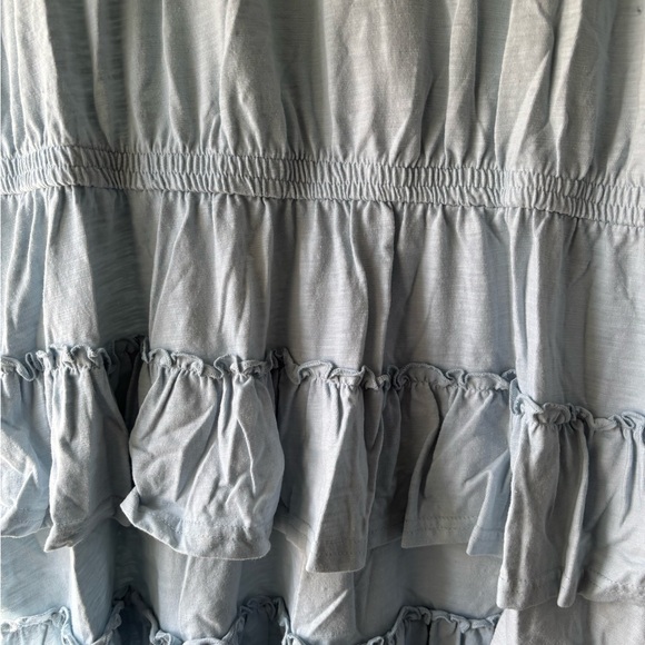Light Blue Cotton Ruffle Dress - Picture 4 of 6